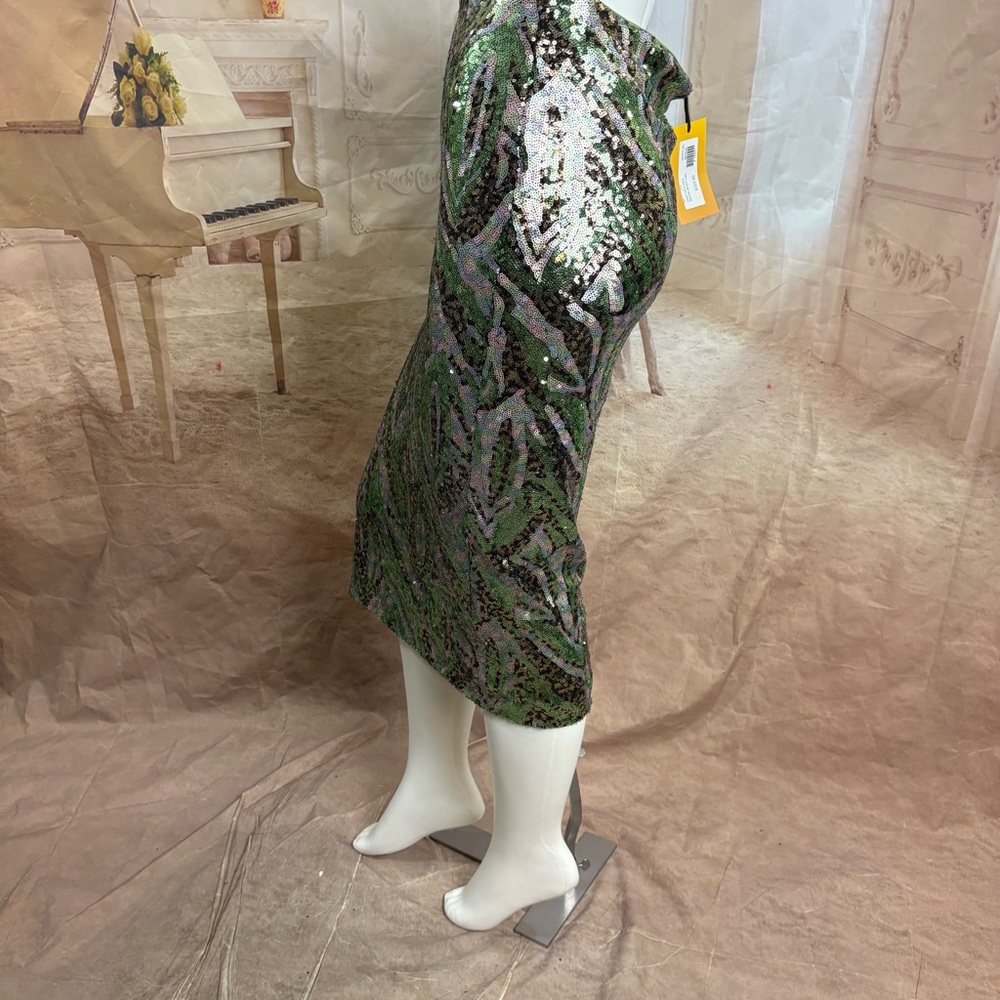 NEW La Superbe Liza Rattlers Green Sequin Pencil Skirt - Picture 8 of 12